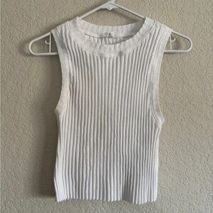 Aerie White Ribbed Tank Top